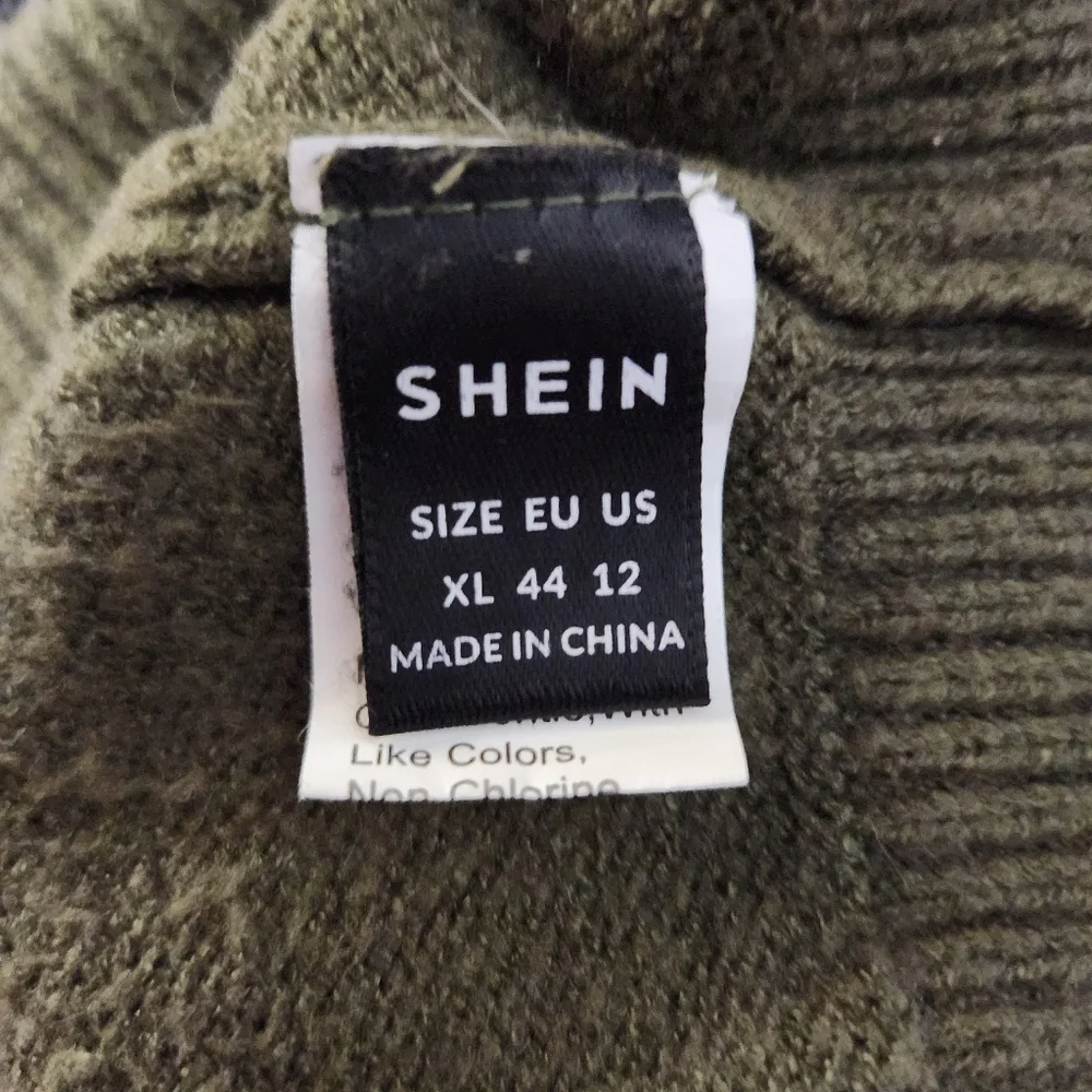 Shein Womens |XL| Olive Green Mushroom Embroidered Cropped Knit Vest - Picture 4 of 6